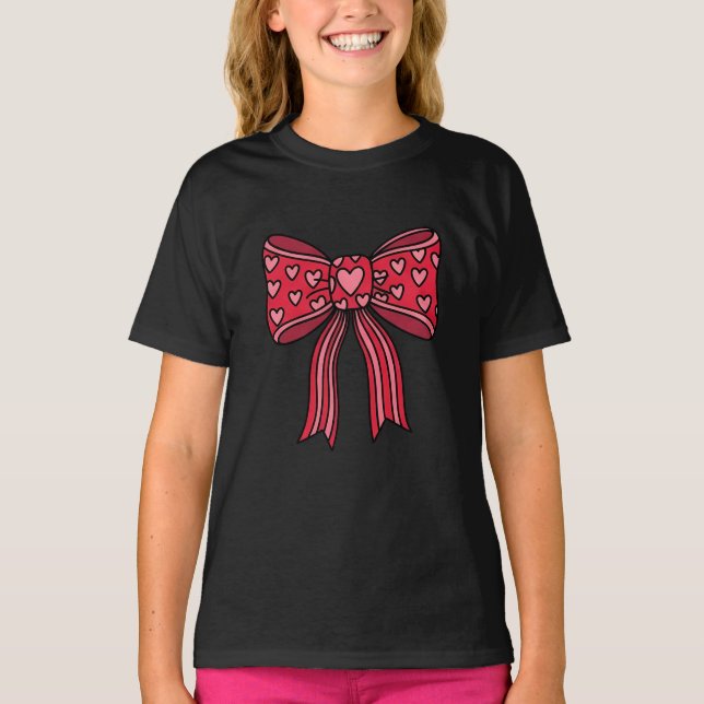 Camiseta Valentines bow,  hearts bow  (Frente)
