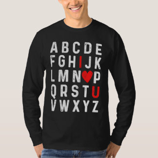 Camiseta Valentines Day Alphabet ABC I Love You Red Heart