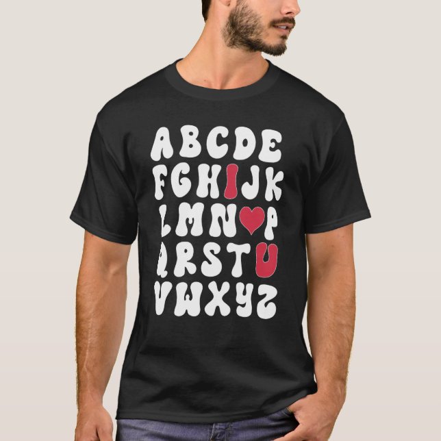 Camiseta Valentines Day Alphabet Abc Love You Teacher Kids  (Frente)