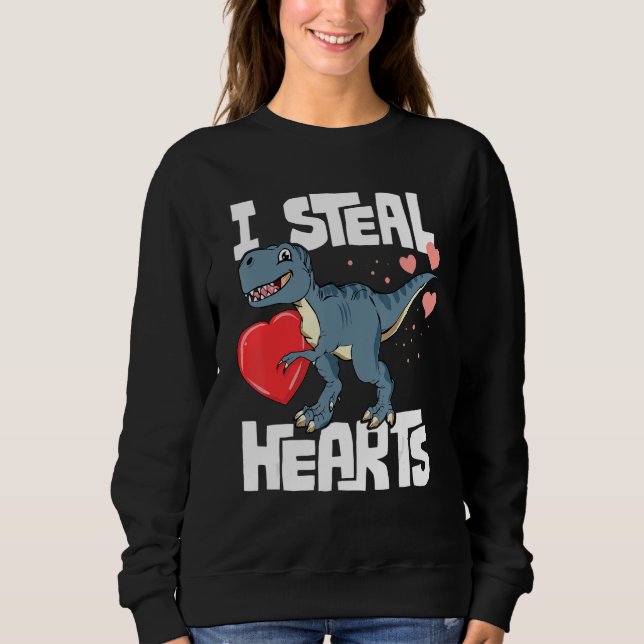 Camiseta Valentines Day Boys T Rex Dinosaur I Steal Hearts (Frente)