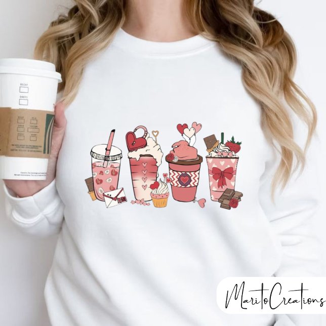 Camiseta  Valentine's Day Coffe jumper for women, love (Criador carregado)