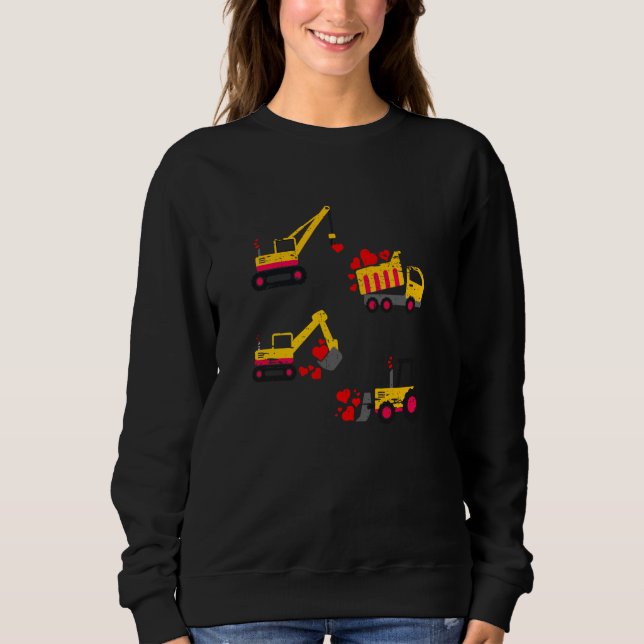 Camiseta Valentines Day Construction Trucks Boys Kids Toddl (Frente)