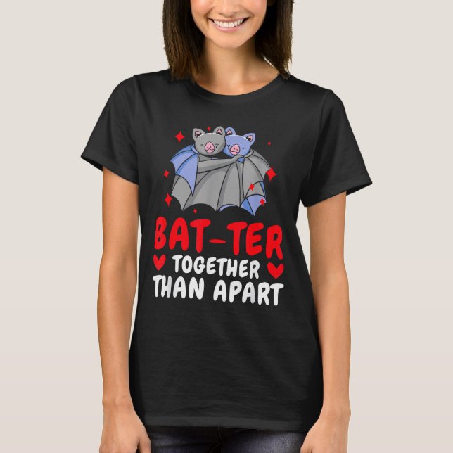 Camiseta Valentine's Day Cuddling Cute Bats Couple Bat Vale (Frente)