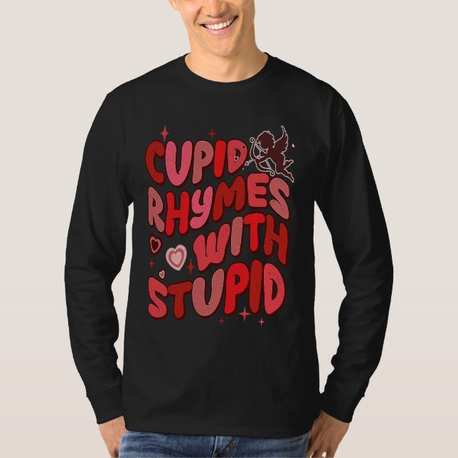 Camiseta Valentine's Day Cupid Rhymes With Stupid Retro Ant (Frente)