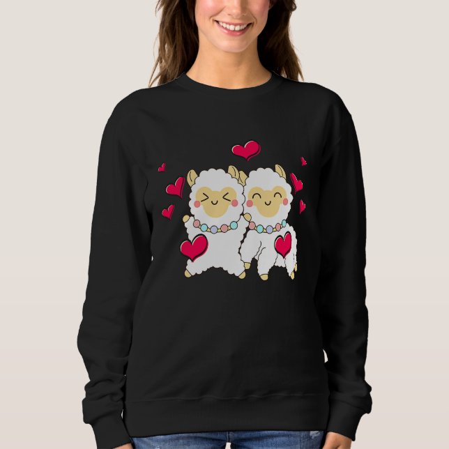Camiseta Valentines Day Cute Alpaca  Boyfriend Girlfriend (Frente)