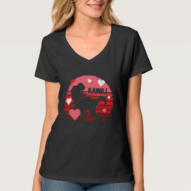 Camiseta Valentines Day Dinosaur I Steal Hearts Boys Men Lo (Frente)