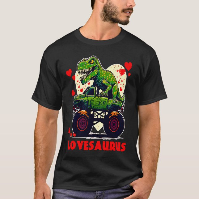 Camiseta Valentines Day Dinosaur Rex Boys Valentine Kids Lo (Frente)