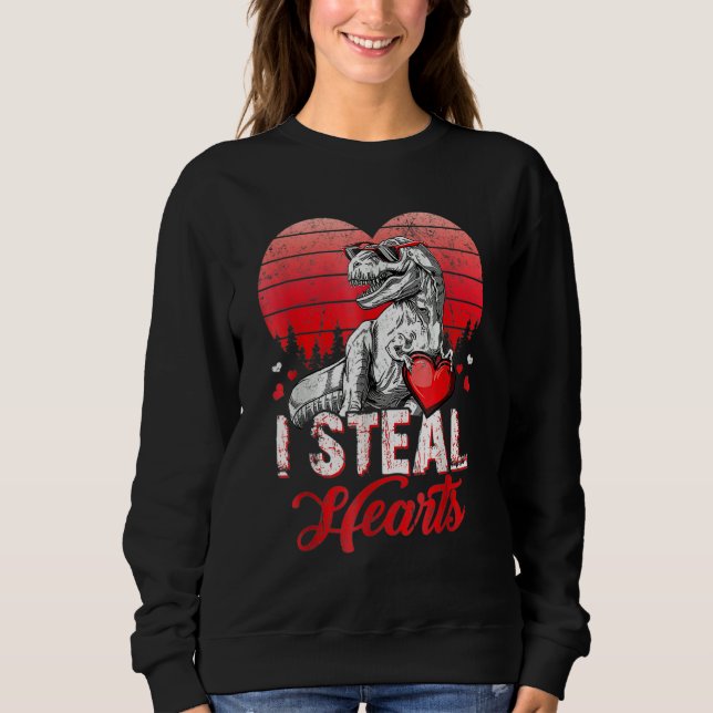 Camiseta Valentines Day Dinosaur T rex Lover I Steal Hearts (Frente)