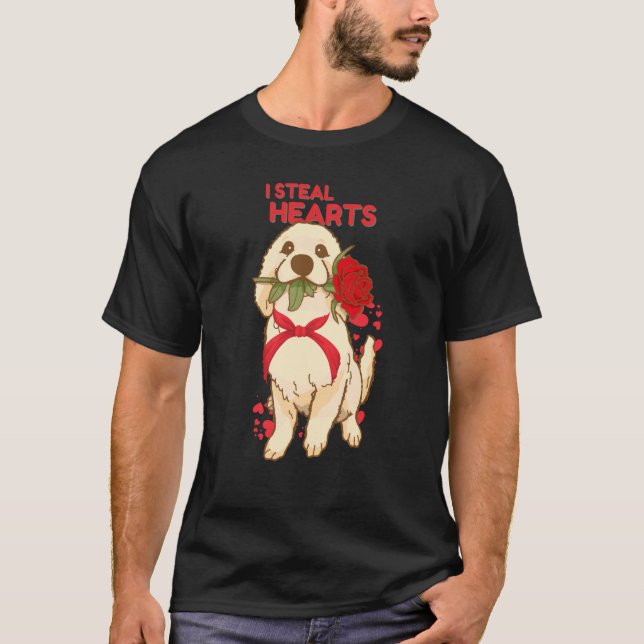 Camiseta Valentine's Day Dog I Steal Hearts Retriever (Frente)