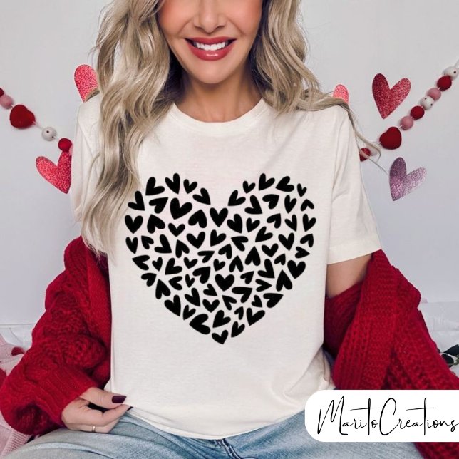 Camiseta Valentine's Day, doodle hearts, Love,Valentine Mom (Criador carregado)