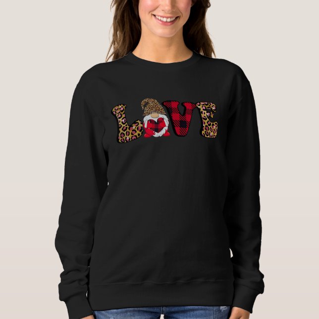 Camiseta Valentines Day Gnomes Love Heart Leopard Plaid Wom (Frente)