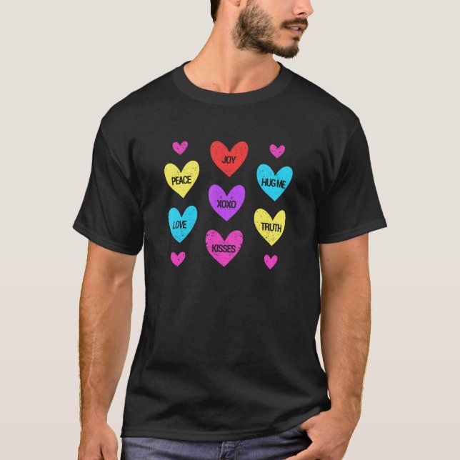 Camiseta Valentine's Day Heart Candy  Matching Couples Love (Frente)