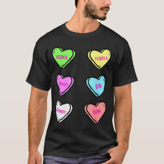 Camiseta Valentines Day Hearts Drinking Liquor Lovers Anti