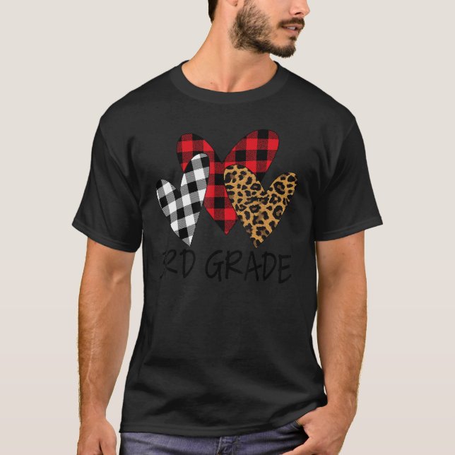 Camiseta Valentines Day Leopard 3rd Grade Teacher Buffalo P (Frente)