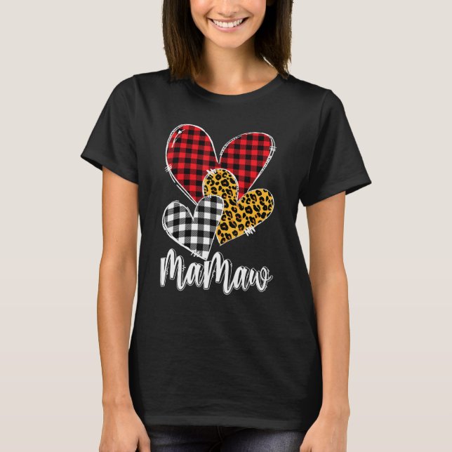 Camiseta valentines day leopard mamaw Buffalo Plaid mamaw l (Frente)