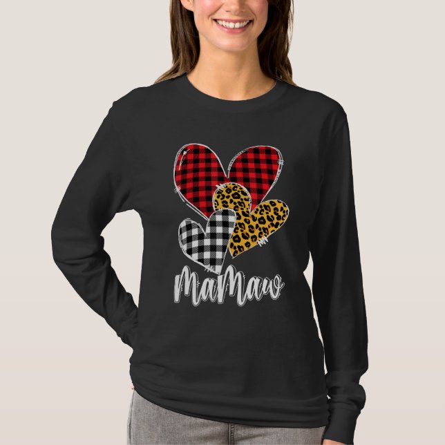Camiseta valentines day leopard mamaw Buffalo Plaid mamaw l (Frente)