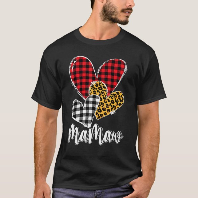 Camiseta valentines day leopard mamaw Buffalo Plaid mamaw l (Frente)