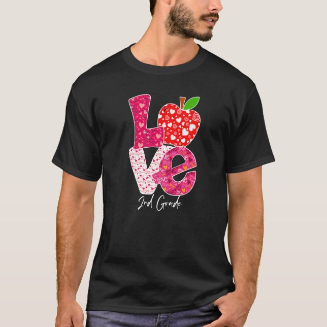 Camiseta Valentines Day Love 2nd Grade Squad Teacher Kids O (Frente)