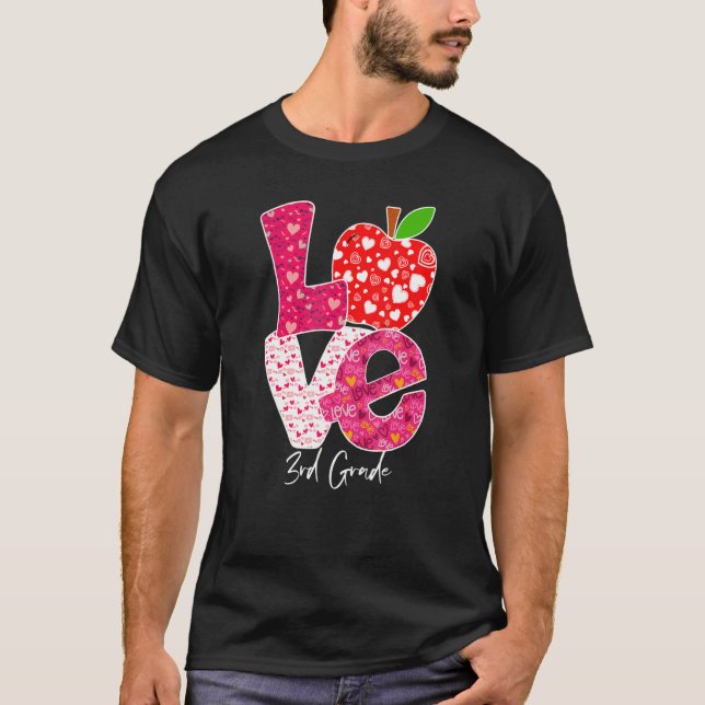 Camiseta Valentines Day Love 3rd Grade Squad Teacher Kids O (Frente)
