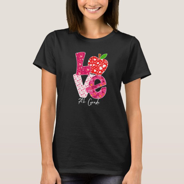 Camiseta Valentines Day Love 7th Grade Squad Teacher Kids O (Frente)