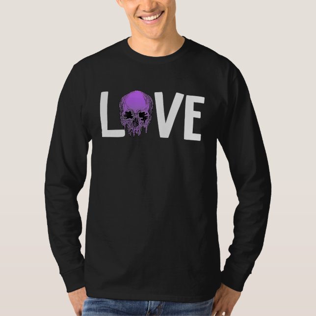 Camiseta Valentine's Day LOVE GOTH Purple Skull (Frente)