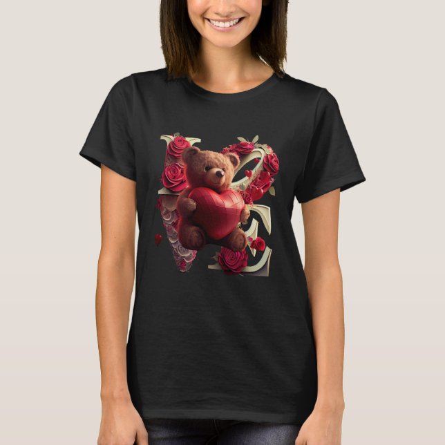 Camiseta Valentine's Day Love Heart Bear Teddy Girlfriend (Frente)