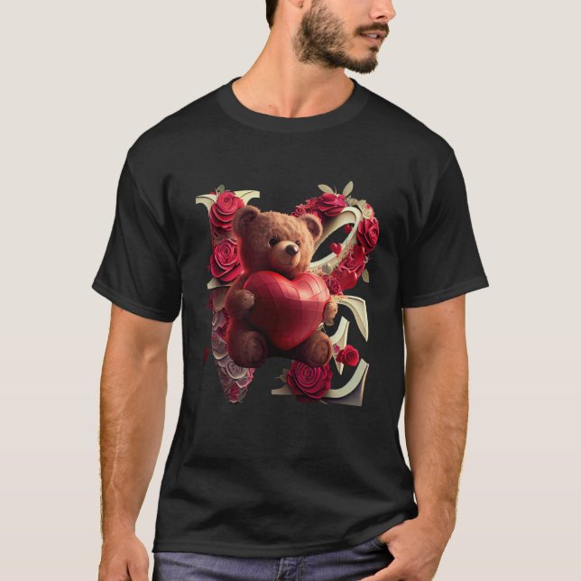 Camiseta Valentine's Day Love Heart Bear Teddy Girlfriend (Frente)