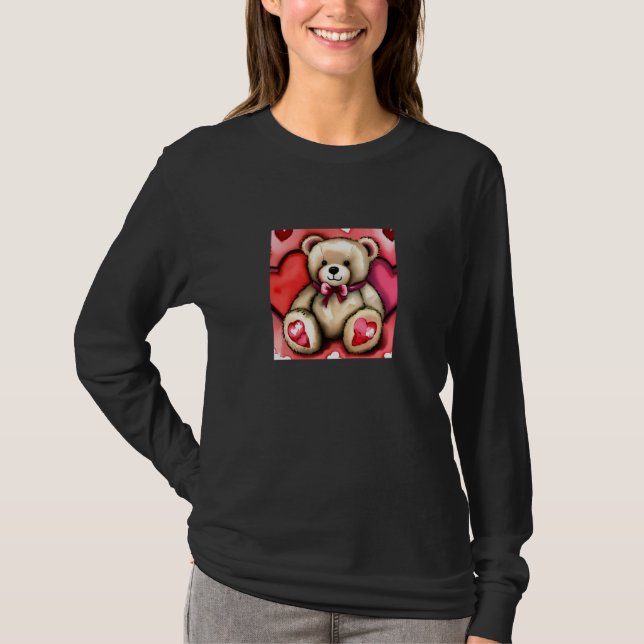Camiseta Valentine's Day Love Heart Bear Teddy Girlfriend F (Frente)
