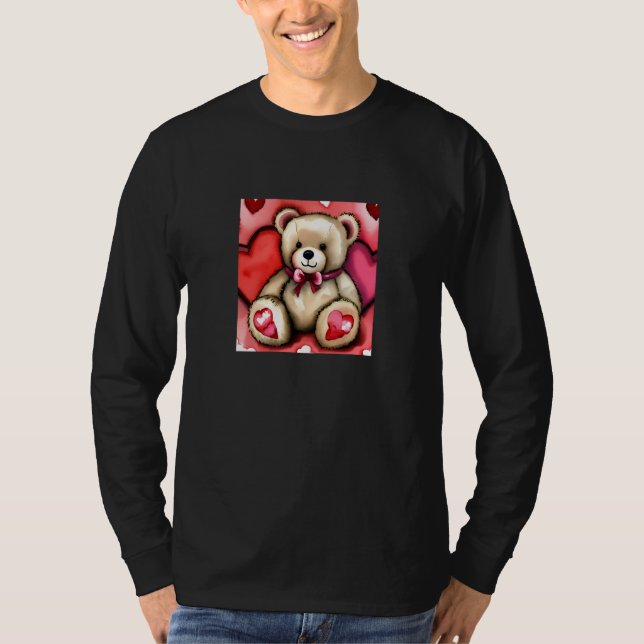 Camiseta Valentine's Day Love Heart Bear Teddy Girlfriend F (Frente)