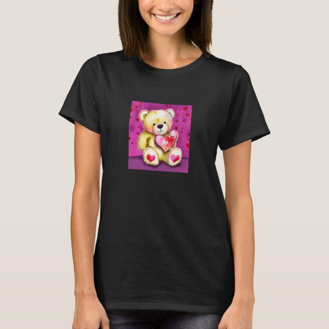 Camiseta Valentine's Day Love Heart Bear Teddy Girlfriend F (Frente)