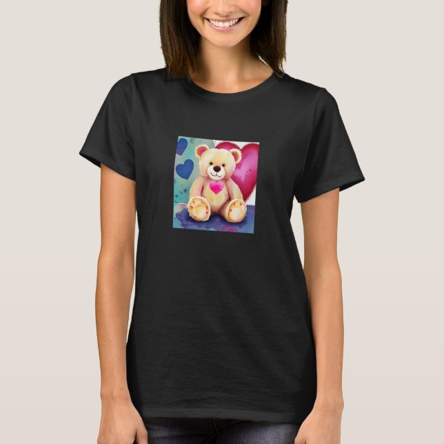 Camiseta Valentine's Day Love Heart Bear Teddy Girlfriend F (Frente)