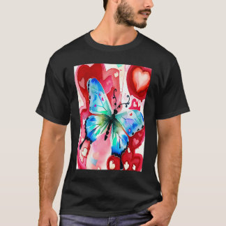 Camiseta Valentine's Day Love Heart Butterfly Girlfriend Fi