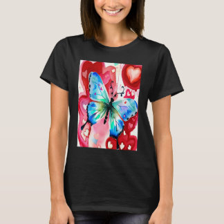 Camiseta Valentine's Day Love Heart Butterfly Girlfriend Fi