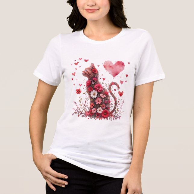 Camiseta Valentine's Day Love Heart Cat Lover (Frente)