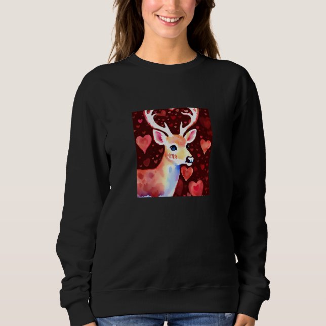 Camiseta Valentine's Day Love Heart Cute Deer Girlfriend Fi (Frente)