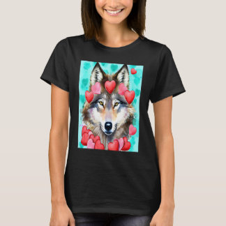 Camiseta Valentine's Day Love Heart Cute Wolf Girlfriend Fi