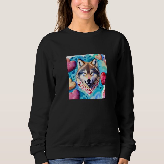 Camiseta Valentine's Day Love Heart Cute Wolf Girlfriend Fi (Frente)