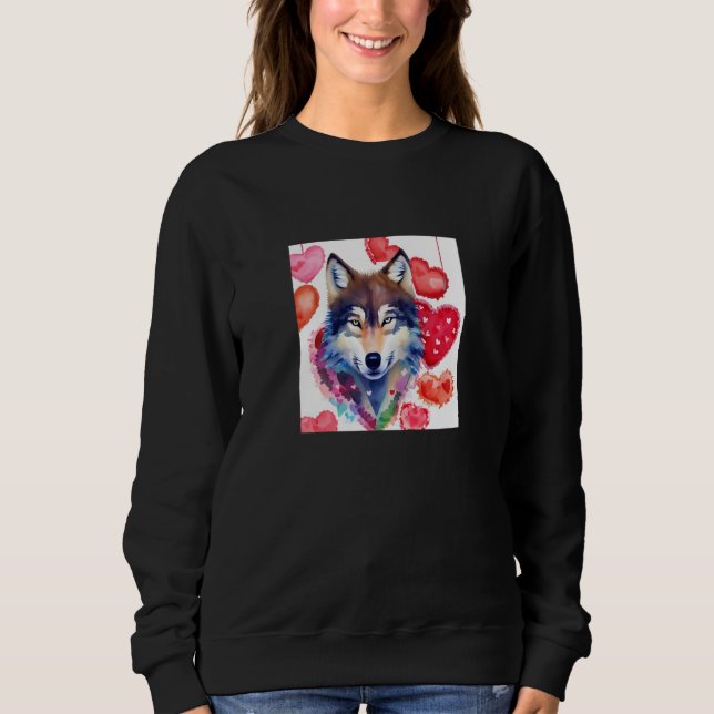 Camiseta Valentine's Day Love Heart Cute Wolf Girlfriend Fi (Frente)