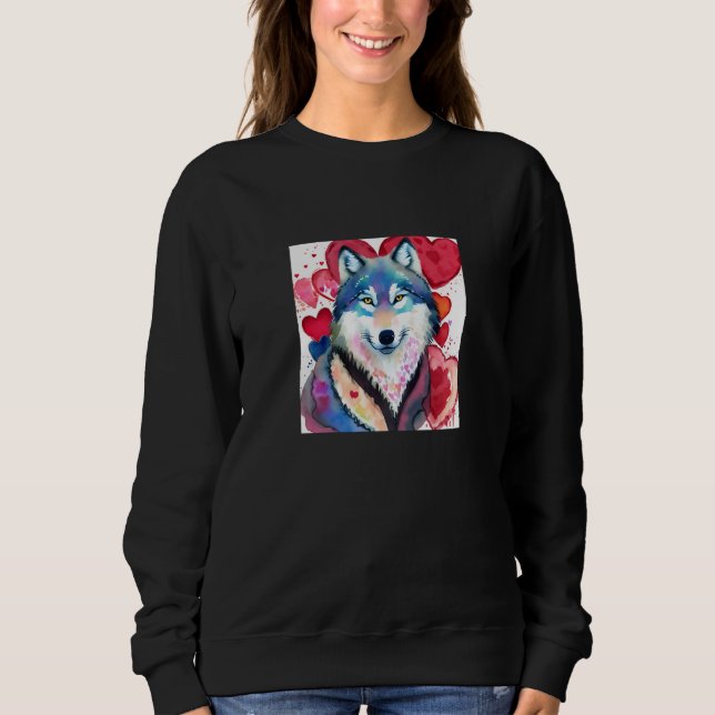 Camiseta Valentine's Day Love Heart Cute Wolf Girlfriend Fi (Frente)