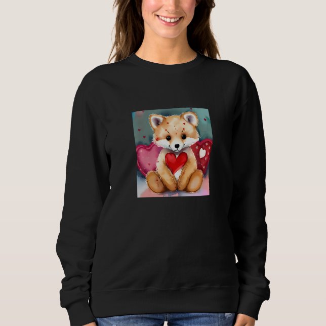Camiseta Valentine's Day Love Heart Fox Teddy Girlfriend Fi (Frente)