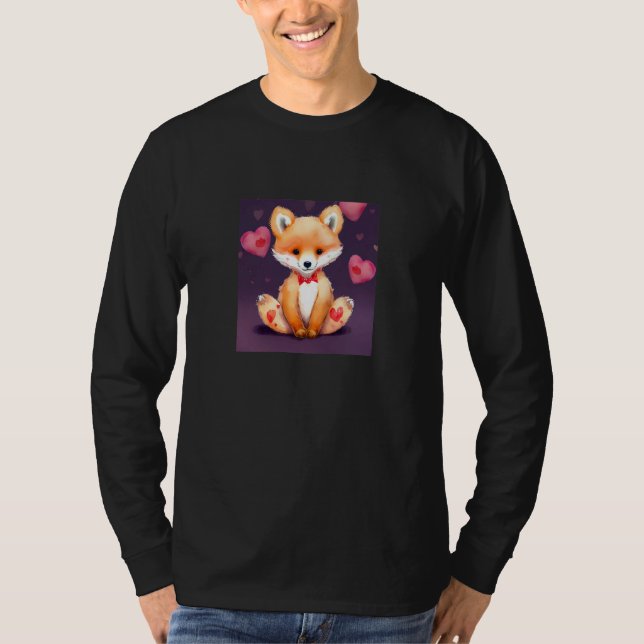 Camiseta Valentine's Day Love Heart Fox Teddy Girlfriend Fi (Frente)