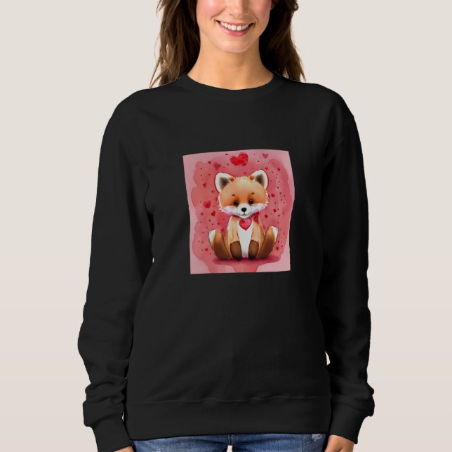 Camiseta Valentine's Day Love Heart Fox Teddy Girlfriend Fi (Frente)