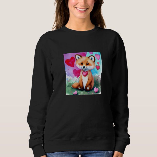 Camiseta Valentine's Day Love Heart Fox Teddy Girlfriend Fi (Frente)