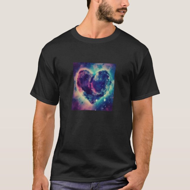 Camiseta Valentine's Day Love Heart Galaxy Girlfriend Fianc (Frente)