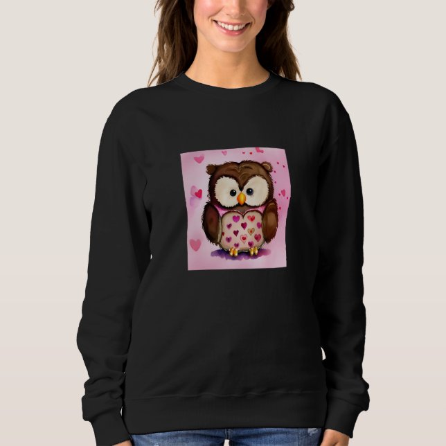 Camiseta Valentine's Day Love Heart Owl Teddy Girlfriend Fi (Frente)