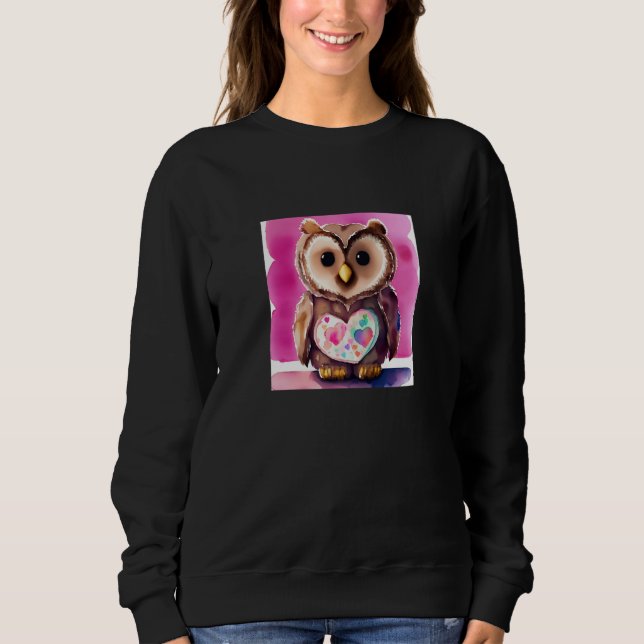 Camiseta Valentine's Day Love Heart Owl Teddy Girlfriend Fi (Frente)