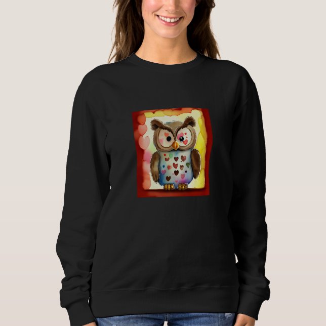 Camiseta Valentine's Day Love Heart Owl Teddy Girlfriend Fi (Frente)