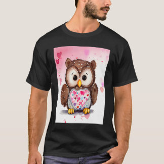 Camiseta Valentine's Day Love Heart Owl Teddy Girlfriend Fi