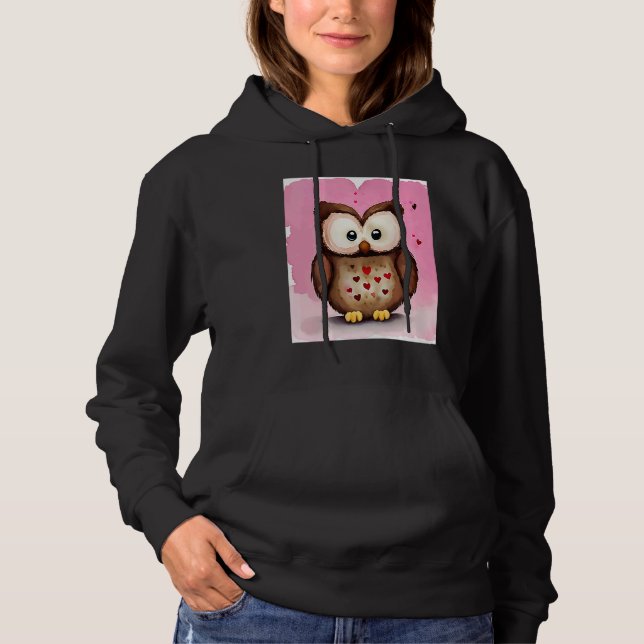 Camiseta Valentine's Day Love Heart Owl Teddy Girlfriend Fi (Frente)