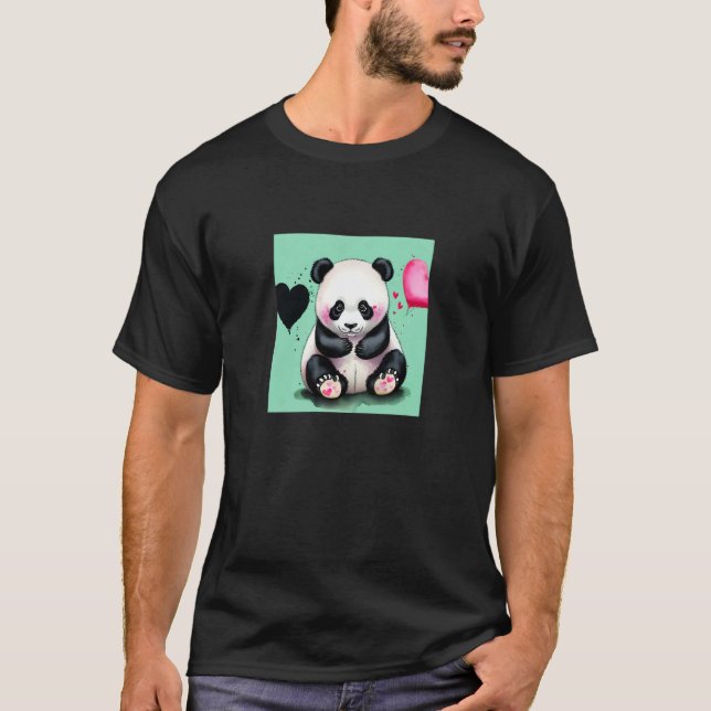 Camiseta Valentine's Day Love Heart Panda Girlfriend Fiancé (Frente)